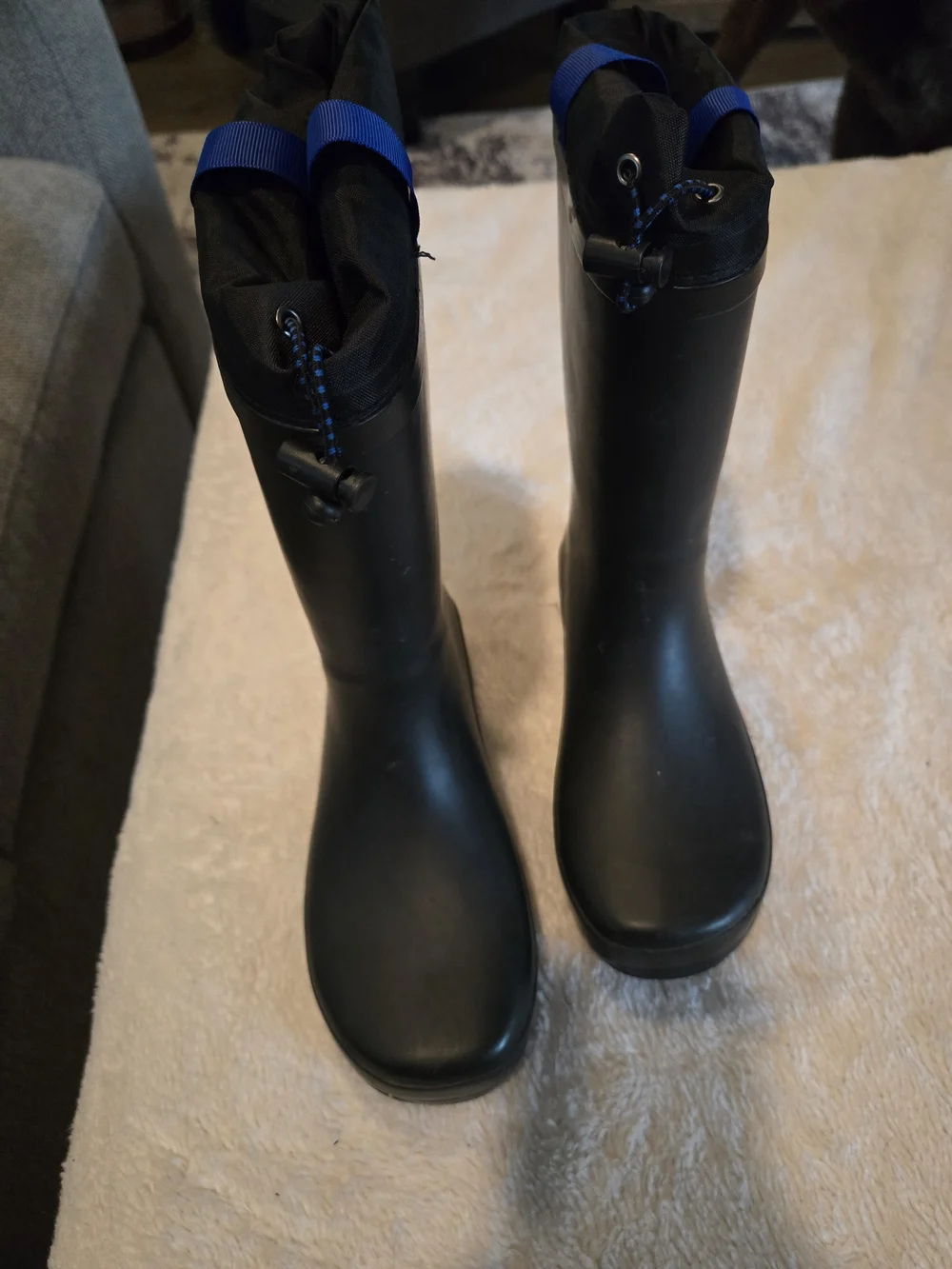 Target Black Boots with Blue Interior and Pull Tab